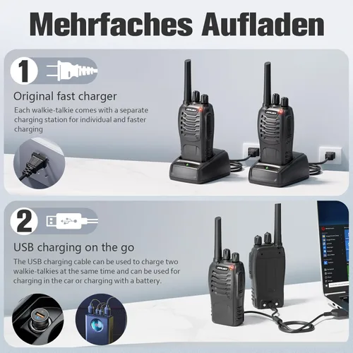 Miniatura 3 de H888S (4 unidades) Walkie Talkies Radio de mano de dos vías con auriculares originales, radios de 2 vías UHF transceptor de mano Walky Talky