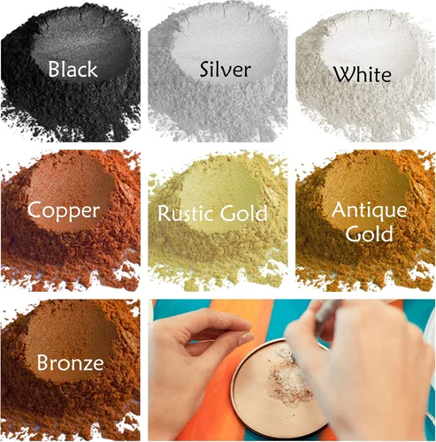 Miniatura 2 de Polvo de pigmento metálico para resina epoxi, cobre/plata/oro/negro/perla blanca en polvo, tinte de mica real fina para Kintsugi, artes de pintura