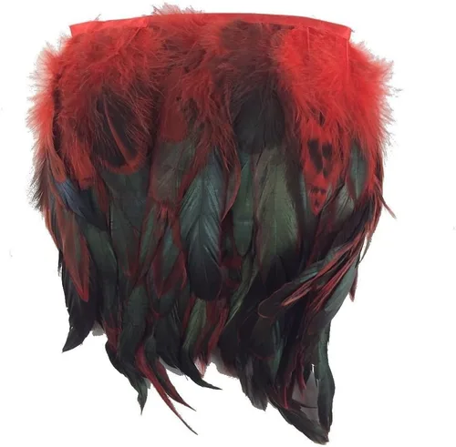 Miniatura 10 de KOLIGHT Paquete de 2 yardas con flecos de plumas de gallo natural de 5-7 pulgadas de ancho, decoración de bricolaje (negro)