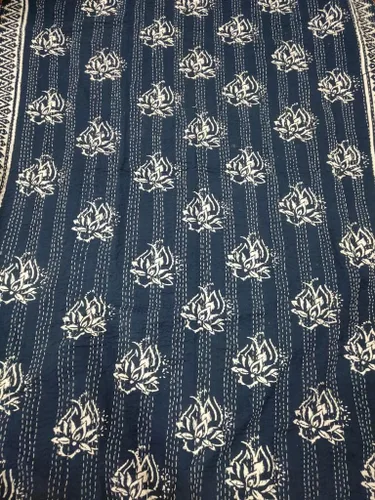 Miniatura 3 de Colcha Kantha con estampado floral a mano, colcha Kantha de algodón, colcha Kantha tamaño individual/queen, manta Kantha hecha a mano, manta Kantha