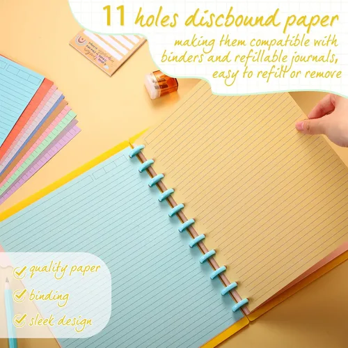 Miniatura 4 de PerKoop 12 paquetes de 480 hojas de papel de recambio de argollas de colores 8.5 x 11 pulgadas con rayas universitarias, tamaño carta, papel rayado