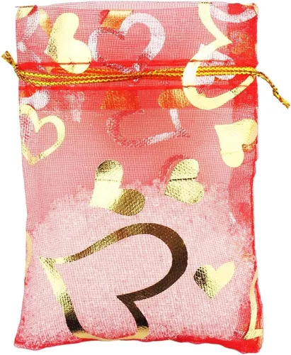 Miniatura 14 de QIANHAILIZZ Paquete de 100 bolsas de regalo de organza con forma de corazón de flores de 2.8 x 3.5 pulgadas, bolsa de regalo para dulces, bolsa