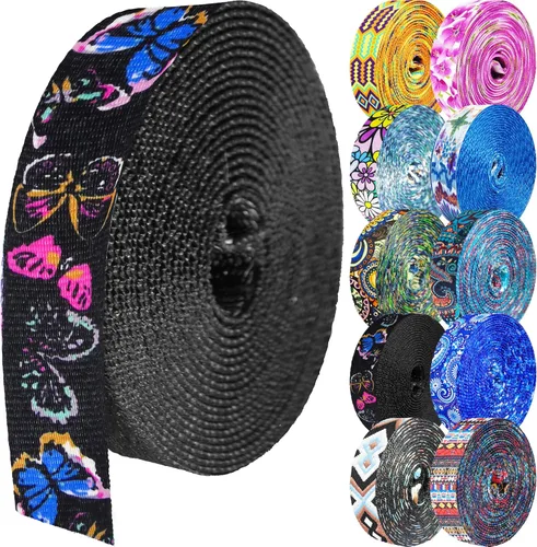 Miniatura 19 de 1.5 pulgadas Correa de nailon con patrón, correas de cinturón de nailon, correas para bolso, correas para mochila, cinturón de nailon