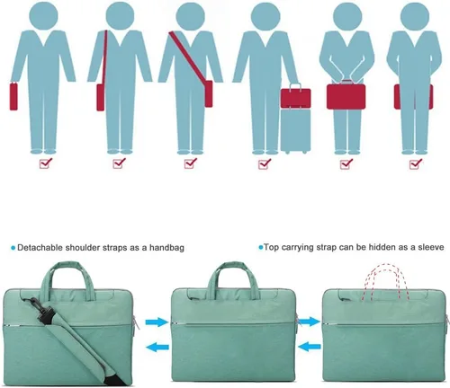 Miniatura 3 de Lacdo Funda para portátil de 15,6 pulgadas, compatible con portátiles de 15,6 pulgadas, color verde