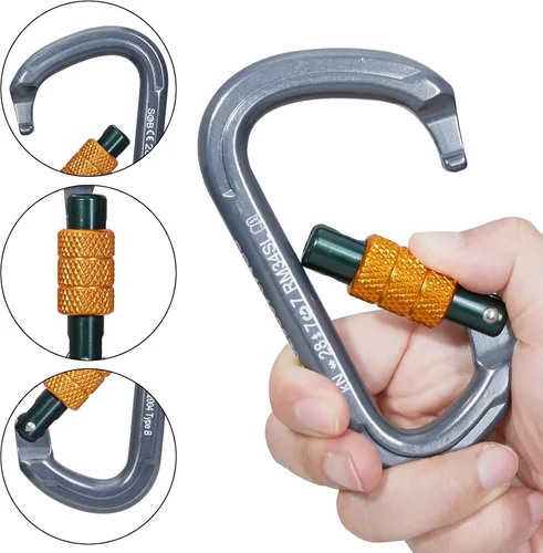 Miniatura 3 de SOB Clips de mosquetón de escalada con bloqueo automático, conector de mosquetón asimétrico de alta resistencia utilizado para rappel