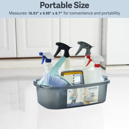 Miniatura 4 de Organizador grande de limpieza con asa, organizador de cesta de almacenamiento de herramientas de limpieza, organizador de cubo resistente, cubo
