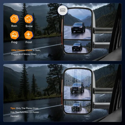 Miniatura 5 de ECCPP Juego de espejos de remolque, reemplazo en pareja, compatible con Chevy Silverado 1500 2500 HD 3500 Suburban 1500 2500 Tahoe para GMC Sierra