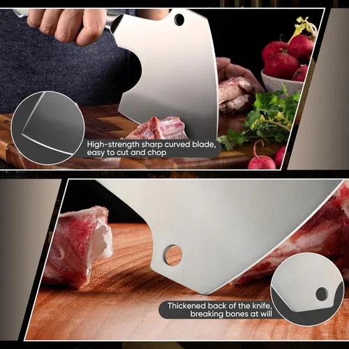 Miniatura 5 de ROCOCO Cuchillo de corte de huesos, cuchillo de carnicero de hueso de carne forjada a mano, hacha de cortar, idea de regalo de Acción de Gracias