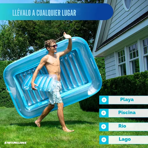 Miniatura 4 de SWIMLINE Original Suntan Tub Series Classic Inflatable Tanning Float Floating Lounge Personal Tan Pool Hybrid Lounger Adjustable Pillow Fill