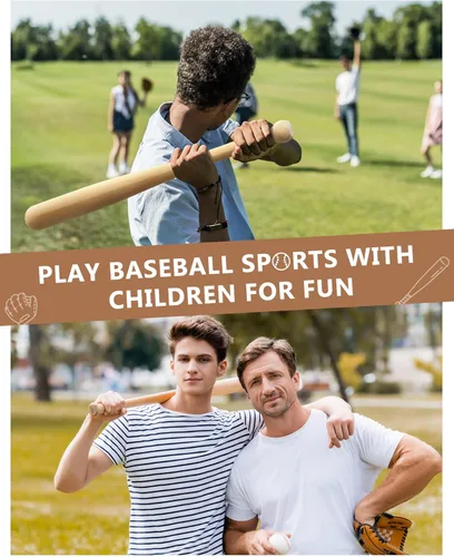 Miniatura 4 de Marsui Mini bate de béisbol de 18 pulgadas de madera sin acabar, pequeños bates de béisbol de madera sin pintar, bates de béisbol de madera sin