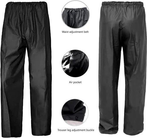Miniatura 6 de Traje de lluvia para hombre, ligero, impermeable, protector impermeable (chaquetas y pantalones), ropa de trabajo para la lluvia Negro