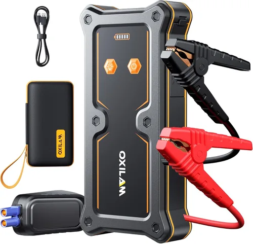 Miniatura 10 de OXILAM Arrancador 6000A para Todo Gas/12L Diésel, Arrancador de Batería de Coche Portátil, Caja de Arranque de Litio de 12V con Cables de Arranque
