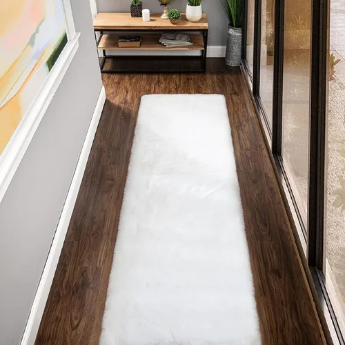 Miniatura 37 de ORINOVA Alfombra de felpa marrón claro beige de 8 x 10 pies para sala de estar, alfombra bohemia esponjosa de piel de conejo grande para dormitorio
