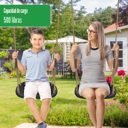 Miniatura 2 de Paquete de 2 columpios resistentes de capacidad de 500 libras con tabla de columpio más ancha y cuerda ajustable en altura de 50 a 80 pulgadas