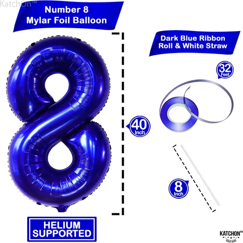Miniatura 650 de KatchOn, Globo grande azul número 2 de 40 pulgadas Decoraciones de cumpleaños de Baby Shark para niño de 2 años Globo azul número 2 Globo
