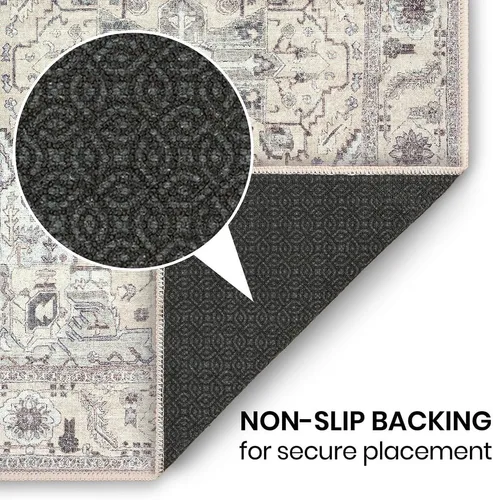 Miniatura 145 de GLN Rugs Traditional Collection - Alfombra de felpilla lavable a máquina, tradicional lavable, antideslizante, alfombra de felpilla de pelo corto