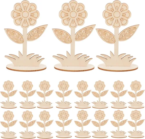 EXCEART 20 plantillas de flores de madera DIY para pintar recortes florales sin terminar
