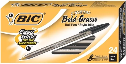 Miniatura 2 de Bic Cristal Bold, bolígrafo de 0.063 in, color negro, paquete de 48 (MSBP241-BKx2)