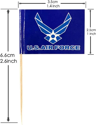 Miniatura 2 de JAVD 100 banderas de alas de la Fuerza Aérea de Estados Unidos, pequeñas mini alas de la Fuerza Aérea Militar de Estados Unidos, palillo de dientes