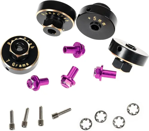 Miniatura 7 de Kit de extensión de cubos de rueda hexagonales + 0.197 in para SCX24 AX24, espaciadores de rueda de cubo hexagonal extendido de latón, piezas de Rojo