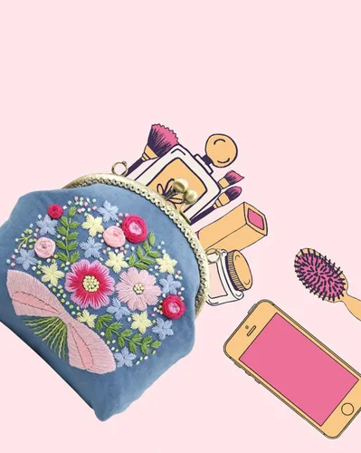 Miniatura 5 de Kits de monedero bordado para principiantes y adultos, hecho a mano, cartera bordada con todos los suministros, Soft Breeze, Vintage