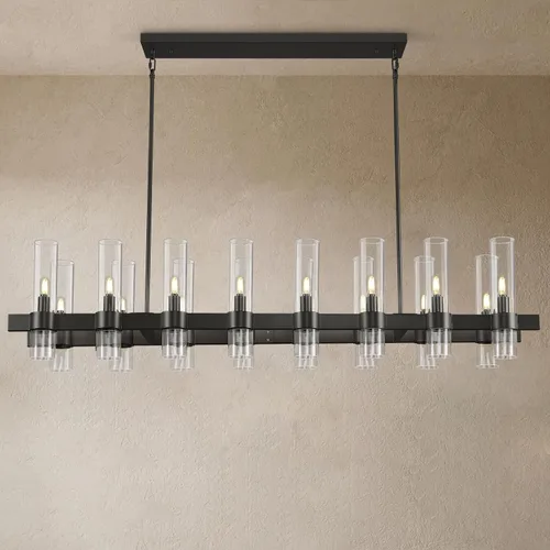 Miniatura 15 de Candelabro de 12 Luces de Latón Redondo 36" Candelabros de Rueda de Vagón de 91 cm para Fijo de Iluminación de Comedor Tubo de Vidrio Transparente