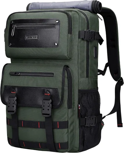 Mochila de viaje para hombres WITZMAN con bolsa de lona, apta para portátil de 17 pulgadas, aprobada por aerolíneas (B685 Verde Ejército)