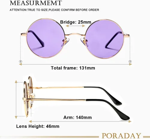Miniatura 8 de PORADAY Circle Lennon - Gafas de sol redondas polarizadas estilo hippie pequeño círculo