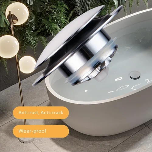 Miniatura 6 de Wellup Tapón de drenaje universal desplegable para bañera de repuesto con punta cromada, elevación y giro para bañera, tapón de baño chapado