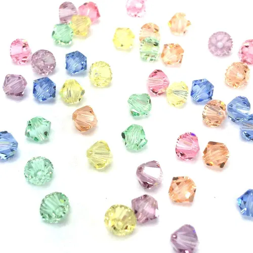 50 piezas de cristal austriaco Austria 5328 0.157 in Crystal Xilion Bicone Beads Rhinestone DIY Joyería Marcado Baby Pastal Colores Mezcla de