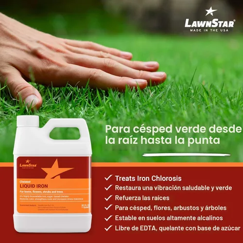 Miniatura 2 de LawnStar Hierro líquido (32 onzas) para plantas, multiusos, adecuado para césped, flores, arbustos, árboles, trata la deficiencia de hierro, el daño