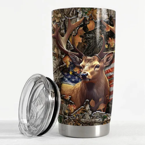Miniatura 3 de SANDJEST Taza de ciervo 20oz Vasos aislados de acero inoxidable Taza de viaje de café Taza de regalo para hombres Regalo para cumpleaños Navidad