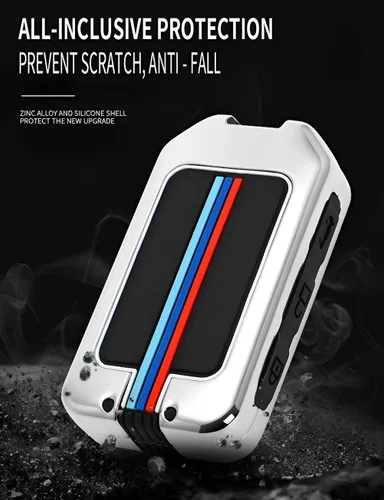 Miniatura 6 de Funda de metal para llavero Volvo compatible con XC60 XC90 XC40 S60 S90 V60 V90 (VOB-plateado)