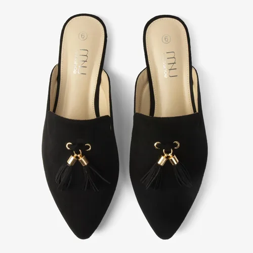 Miniatura 3 de MUSSHOE Mules para mujer, cómodos, puntiagudos, sin cordones, zapatos planos