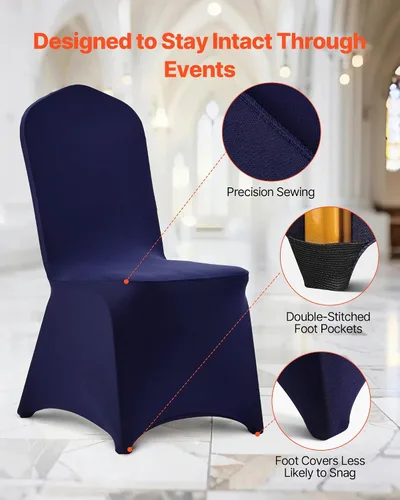 Miniatura 73 de VEVOR 150 fundas blancas para sillas de poliéster y elastano, fundas elásticas para bodas, fiestas, comedor, banquetes, sin pinzas, 150