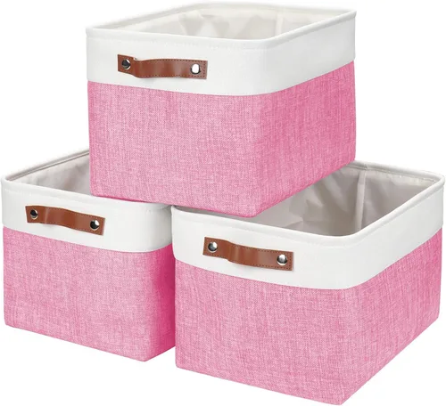 Miniatura 37 de Bagnizer 13x13 Cajas de almacenamiento cúbicas, caja de almacenamiento plegable de tela, paquete de 4 cestas de armario con asas para organizar
