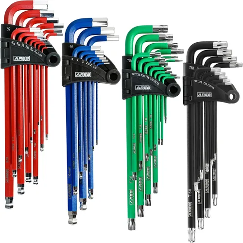 Miniatura 11 de ARES 70257 - Juego de llaves en L Torx de extremo de bola extra largo - Juego de 9 piezas incluye tamaños T10-T50 - Revestimiento negro texturizado