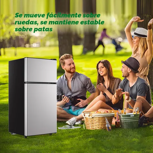 Miniatura 5 de DEMULLER - Refrigerador mini de 2.4 pies cúbicos con congelador superior, refrigerador compacto de doble puerta de tamaño para apartamento, Plateado