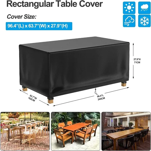 Miniatura 2 de Funda rectangular para mesa auxiliar, 100% impermeable, 46 x 26 x 13 pulgadas, funda para muebles de comedor, mesas de centro de picnic, sillas