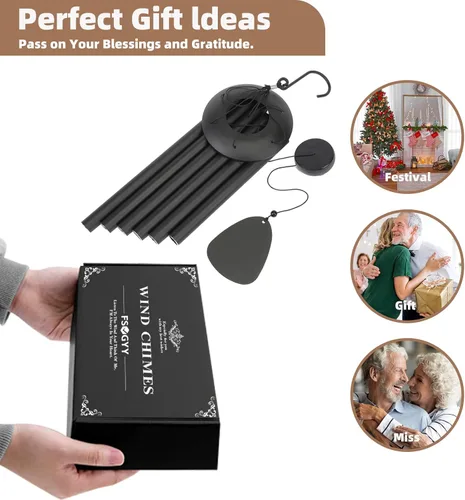 Miniatura 6 de FSVGYY Campanillas de viento para exteriores, decoración grande, tono profundo, tonos melódicos relajantes, campanillas de viento para exteriores