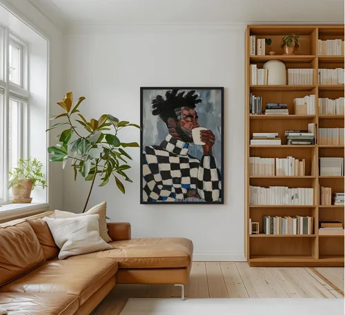 Miniatura 3 de Arte de pared enmarcado en lienzo afroamericano negro y blanco, personas abstractas, pintura, imágenes, decoración de pared, moda, moderno, hombre