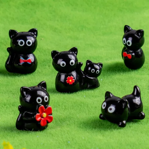Miniatura 4 de 36 piezas Figuras de Gatos Negros en Mini de Resina Variedad de Animales Pequeños Pequeñas Figuras de Gatos en Miniatura a Granel para Accesorios