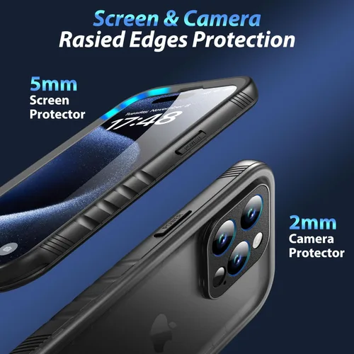 Miniatura 5 de SPORTLINK Funda para iPhone 15 Pro Max, IP68 resistente al agua, protección militar, cuerpo completo, resistente, a prueba de golpes, sellado 360, a