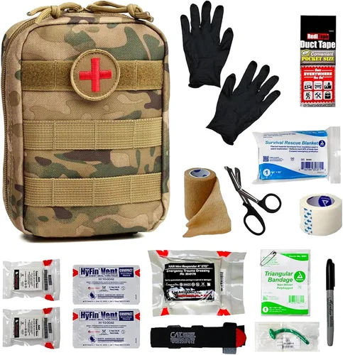 Miniatura 10 de IFAK (kit de primeros auxilios individual) Kit de trauma con torniquete CAT - Bolsa médica para táctica, al aire libre, senderismo, militares - Kit