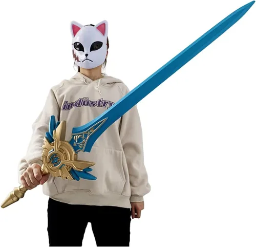 Miniatura 4 de damdos Espadas de cosplay de 40 pulgadas para Halloween, lápida de lobo, espada de hoja de cielo, espada Qing, regalo de cumpleaños (hoja de cielo)