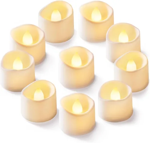 Homemory 24 velas parpadeantes sin llama que funcionan con pilas, más de 200 horas de luces LED eléctricas falsas para decoración votiva, de mesa de