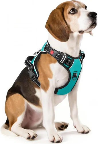 Miniatura 35 de Timos Arnés para perro de tamaño pequeño, arnés sin tirones para mascotas con cuello a presión bloqueable, chaleco reflectante para perro, sin