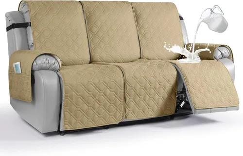 Miniatura 14 de VANSOFY Funda impermeable para sofá reclinable, lavable, funda para sofá reclinable de 1 pieza, protector de muebles con correas elásticas, bolsillo