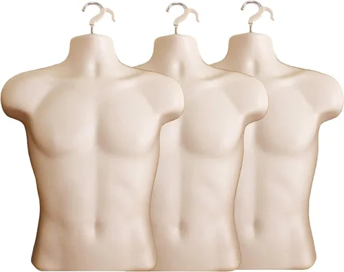 Miniatura 22 de Maniquí masculino con espalda hueca y cuerpo apilable con ganchos para colgar para exhibición de camisetas, encimera, ferias de manualidades, fotos