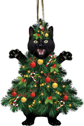 Miniatura 10 de Adorno de Madera Best Cat Dad Ever - Único para Amantes de Gatitos - Decoración Navideña en Forma de Corazón de Gato y Papá Chocando Puños - Adorno